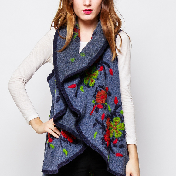 Incredible Embroidery Shawl Collar Vest ♥ Italy - Picture 1 of 8